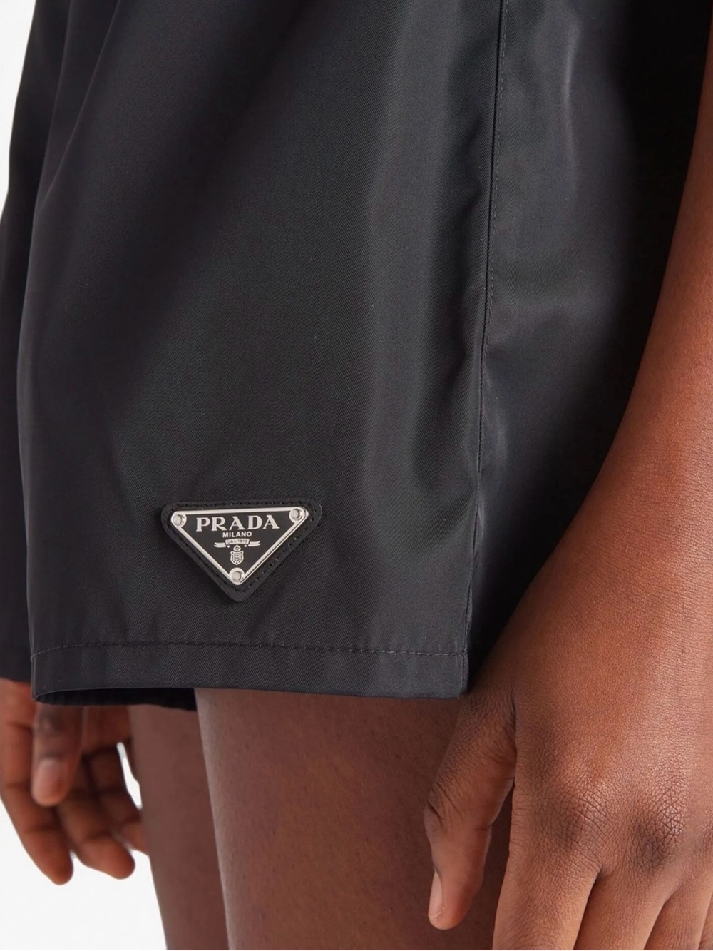 Prada Black Elastic-Waist Nylon Shorts - Picture 3 of 11